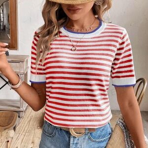 Striped Red and White Women's Top